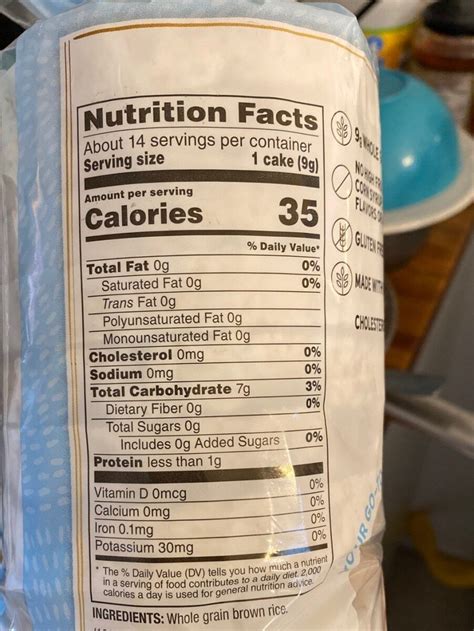 Quaker Rice Cakes Nutrition Information