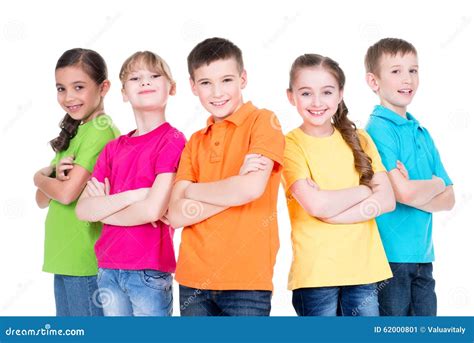 Group Of Children With Crossed Arms Stock Image Image Of Isolated