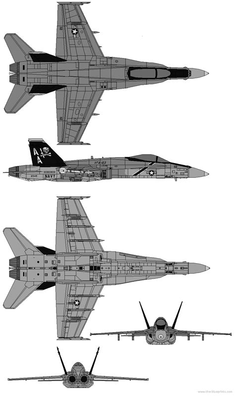 Boeing Mcdonnell Douglas Fa 18a Hornet Aircraft Drawings Dimensions