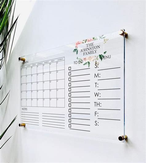 Personalized Acrylic Calendar For Wall Dry Erase Board Etsy Dry