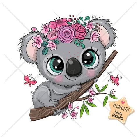 Cute Koala Png Digital Download Clipart Sublimation Design Etsy