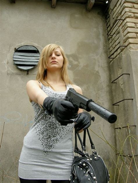 Black Hitwoman Leather Gloves Gun Xxx Porn