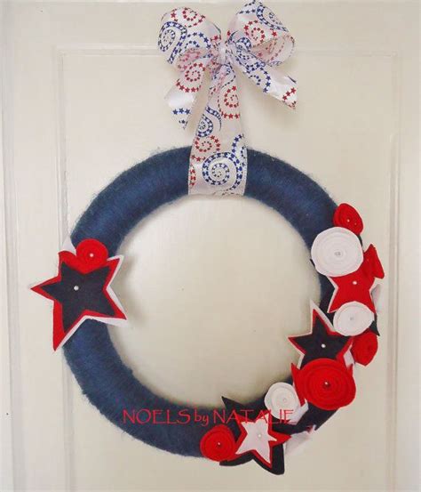 Patriotic Yarn Wreath By Noelsbynatalie On Etsy 2500 Yarn Wreath