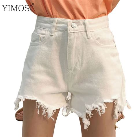 2019 Summer Women Shorts Casual Hole Irregular High Waisted Loose Denim Shorts Vintage Tassel
