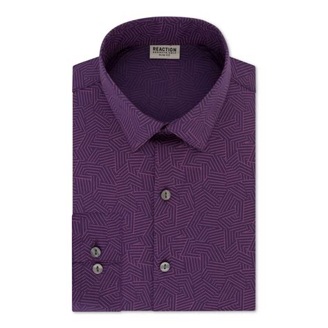 Kenneth Cole Kenneth Cole Mens Purple Easy Care Patterned Collared