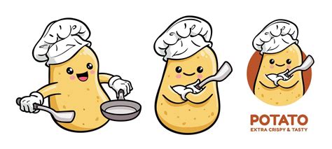 Cute Potato Chef Cartoon Character 6843930 Vector Art At Vecteezy