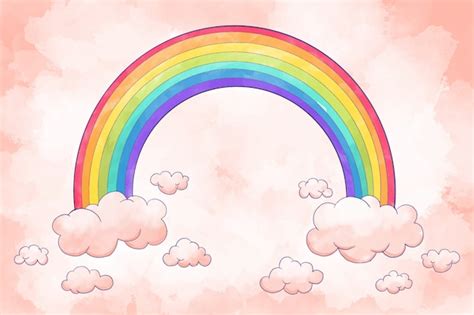 Free Vector Watercolor Rainbow With Clouds