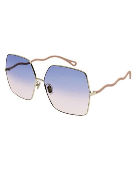 Chloé Retro Oversize Wavy Temple Sunglasses In Blue Lyst