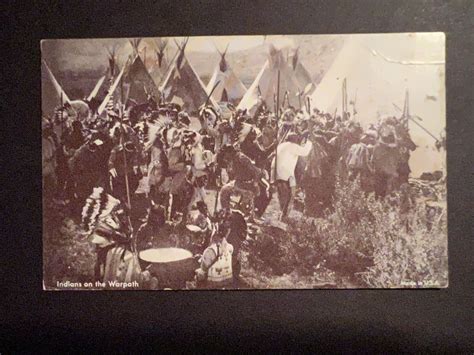 Mint Usa Rppc Postcard Indians On The Warpath Native Americans Tee Pees United States Other