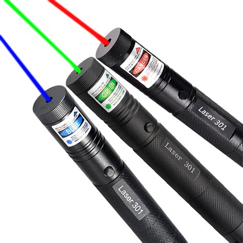 Pack Of 3 Tactical Laser Flashlights Green Neon Blue Red With