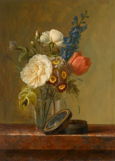 Christiaen Van Pol Still Life Of A Rose A Tulip And Other Flowers