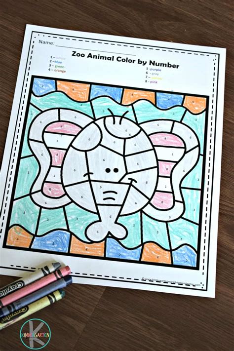 Make odd numbers one color and even numbers another make stripy patterns and see what numbers get colored FREE Zoo Animals Color by Number Worksheets for Kindergarten