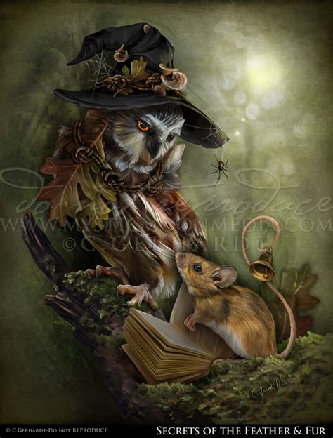Secrets Of The Feather And Fur Witch Owl Art Poster Wiccan Etsy