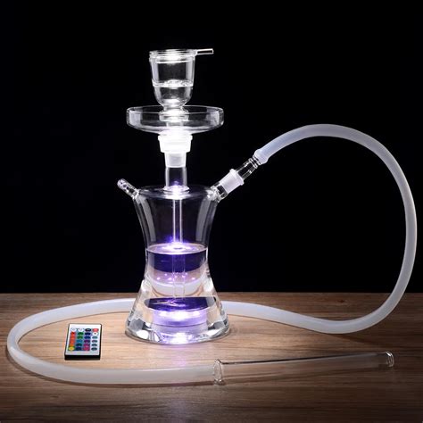 Big Glass Hookahs Shisha Complete Set With Multicolor Led Light Smoking