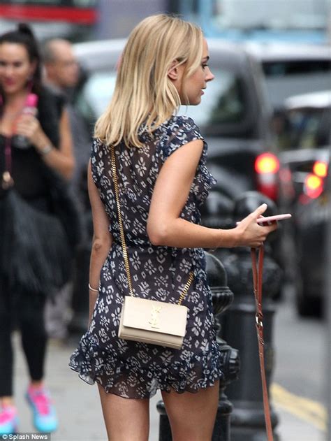 Made In Chelsea Kimberley Garner Flaunts Tanned Legs Walking Pooch In London Daily Mail Online