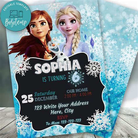 Editable Frozen 2 Birthday Invitation Instant Download Createpartylabels