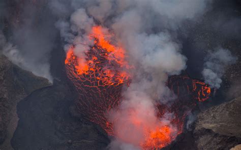 Wallpaper Vulcão Lava Erupção Fumaça Ash Quente Crater Hd