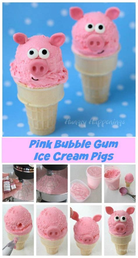 Pink Bubble Gum Ice Cream Cone Pigs Hungry Happenings
