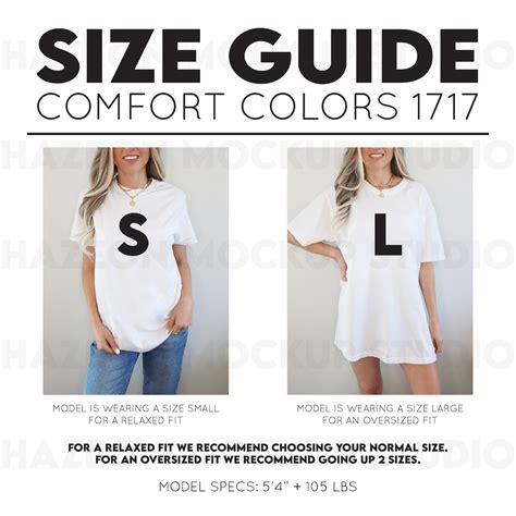 Comfort Colors 1717 Size Guide Chart Comparison Comfort Colors Size