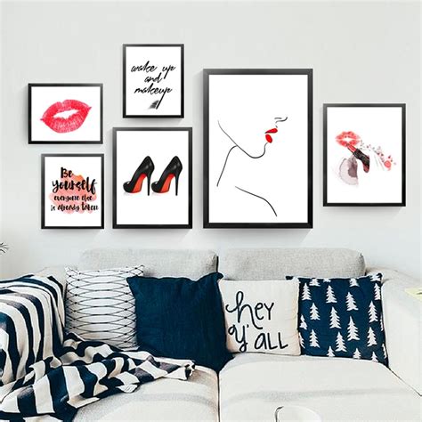 Maybe you would like to learn more about one of these? red lips canvas painting fashion makeup picture wall art print poster painting be yourself as if ...
