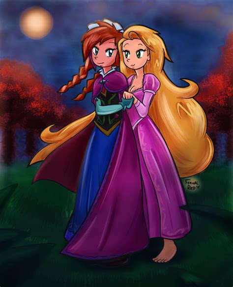 Commission Anna And Rapunzel By Fernalred On Deviantart