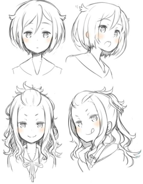 Girl Hairstyles Poseposition Reference Anime Manga Draw Sketch Animemanga Pinterest
