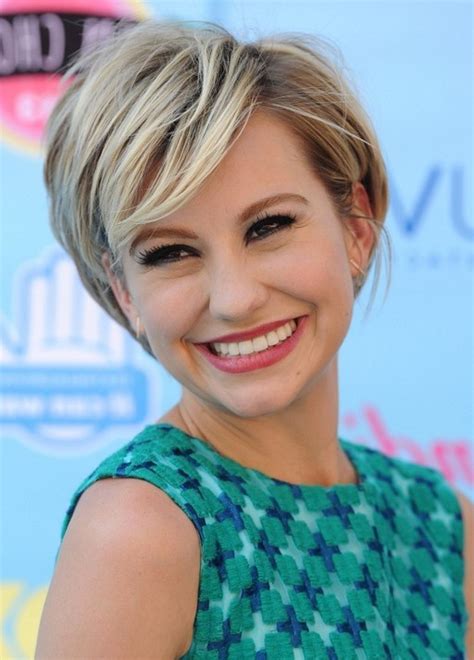 A short haircut with bangs is great for women with fine or thick hair. Chelsea Kane Cute Short Haircut with Side Swept Bangs for ...