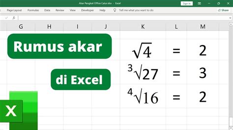 Rumus Akar Kuadrat Dan Akar Pangkat Di Microsoft Excel Youtube