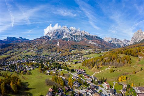 Cortina Dampezzo With Pomagagnon Mount In Background Dolomites Italy