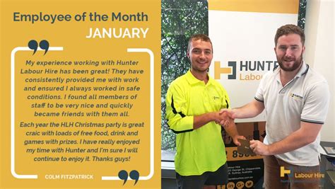 Employee Of The Month January Hunter Labour Hire Sydney