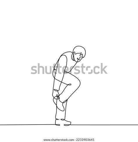 Man Stands On One Leg Straightening Stock Vector Royalty Free