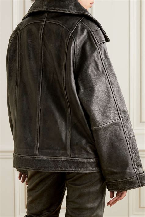 Remain Birger Christensen Oversized Distressed Textured Leather Jacket