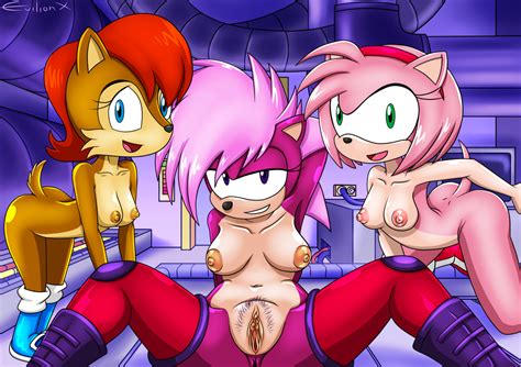 Rule 34 3girls Amy Rose Ass Evilionx Nipples Nude Pussy Sally Acorn Sega Smile Sonia The