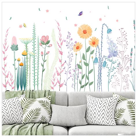 Garden Flowers Line Room Home Decor Removable Wall Stickers Decal