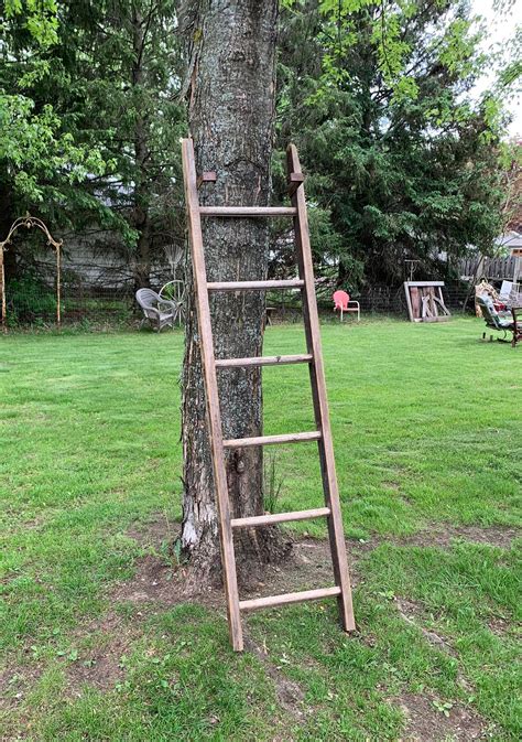 Antique Wood Farmhouse Barn Ladder With Original Rusty Etsy