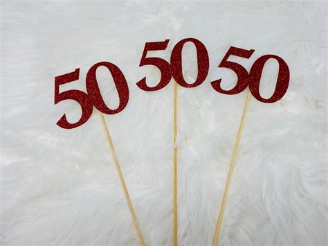 50th Birthday Centerpiece Sticks Glitter 50th Birthday Etsy