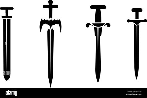 Black Silhouettes Of Swords Stock Vector Image And Art Alamy