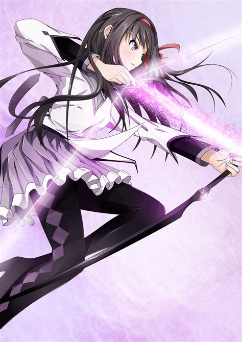 safebooru 1girl akemi homura black hair bow weapon hair ribbon highres long hair magical