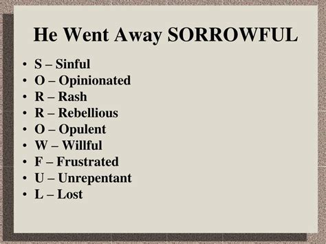 Ppt He Went Away Sorrowful Powerpoint Presentation Free Download