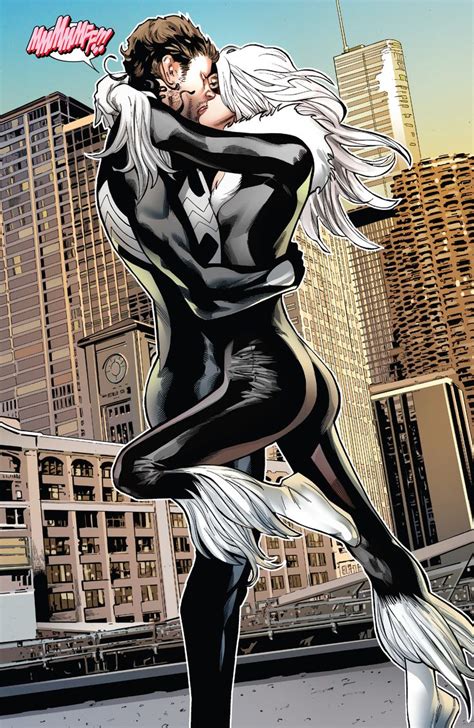 Symbiote Spider Man And Black Cat Kiss Peter And Felicia • Greg Land