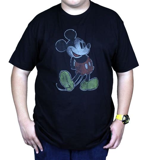 Mens 2x T Shirt Mickey Mouse Authentic Disney Vintage Look New Black