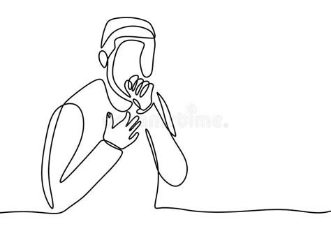 Man Laying Down And Feeling Sick One Line Vector Drawing Illustration