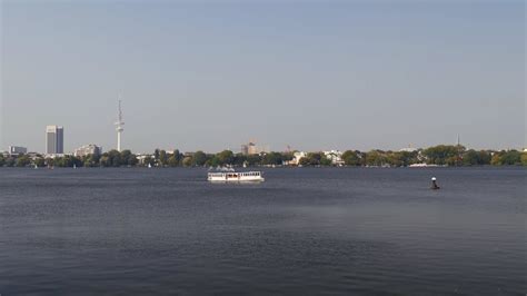Hamburg Außenalster Outer Alster Lake Skyline Alsterdampfer 4k