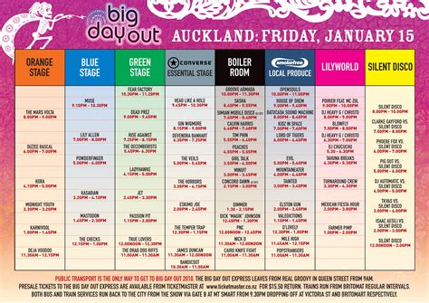 Big Day Out Timetable Released Scoop News