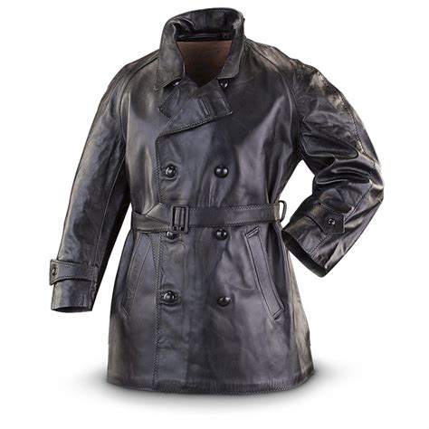 New Italian Police Surplus Leather Jacket Black 307479 Insulated
