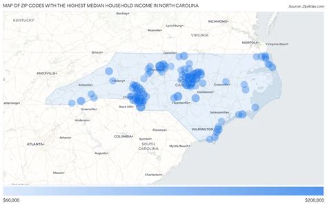 Highest Median Household Income In North Carolina By Zip Code Zip Atlas