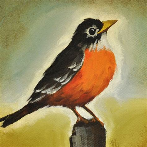 Robin Bird Note Card Print Of Original Painting Blank Etsy Birds