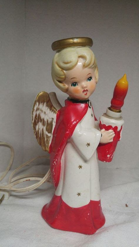 Vintage Electrified Ceramic Christmas Angel Candle Lamp 9 Japan