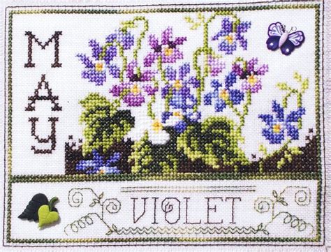 Blooms are big in these free cross still patterns from susan bates, which makes them brilliant for cards! Flowers of the Month May -Violet - cross stitch pattern by ...