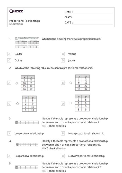 50 Proportional Relationships Worksheets For 8th Grade On Quizizz Free And Printable